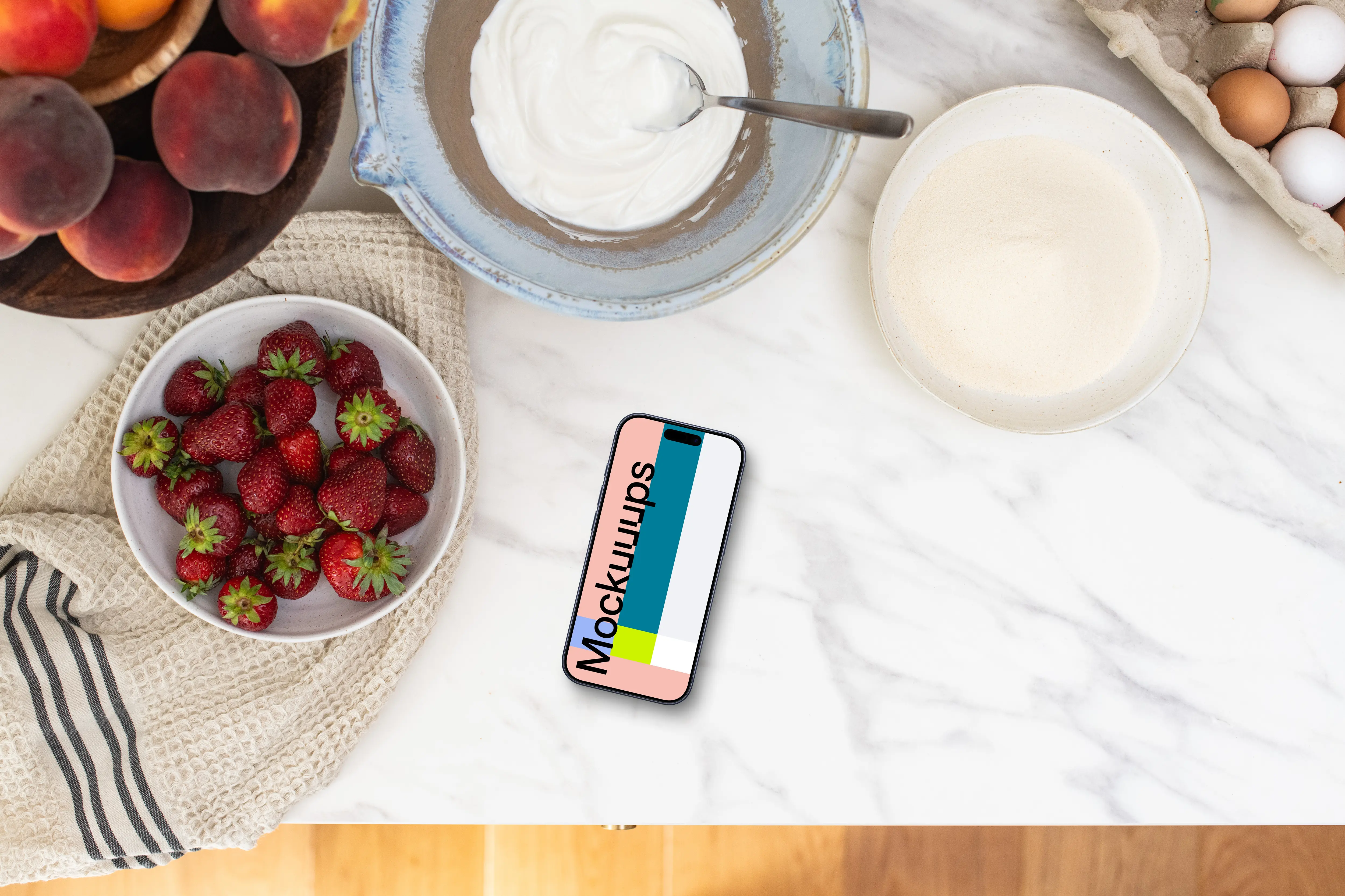 Preparation for baking with phone mockup
