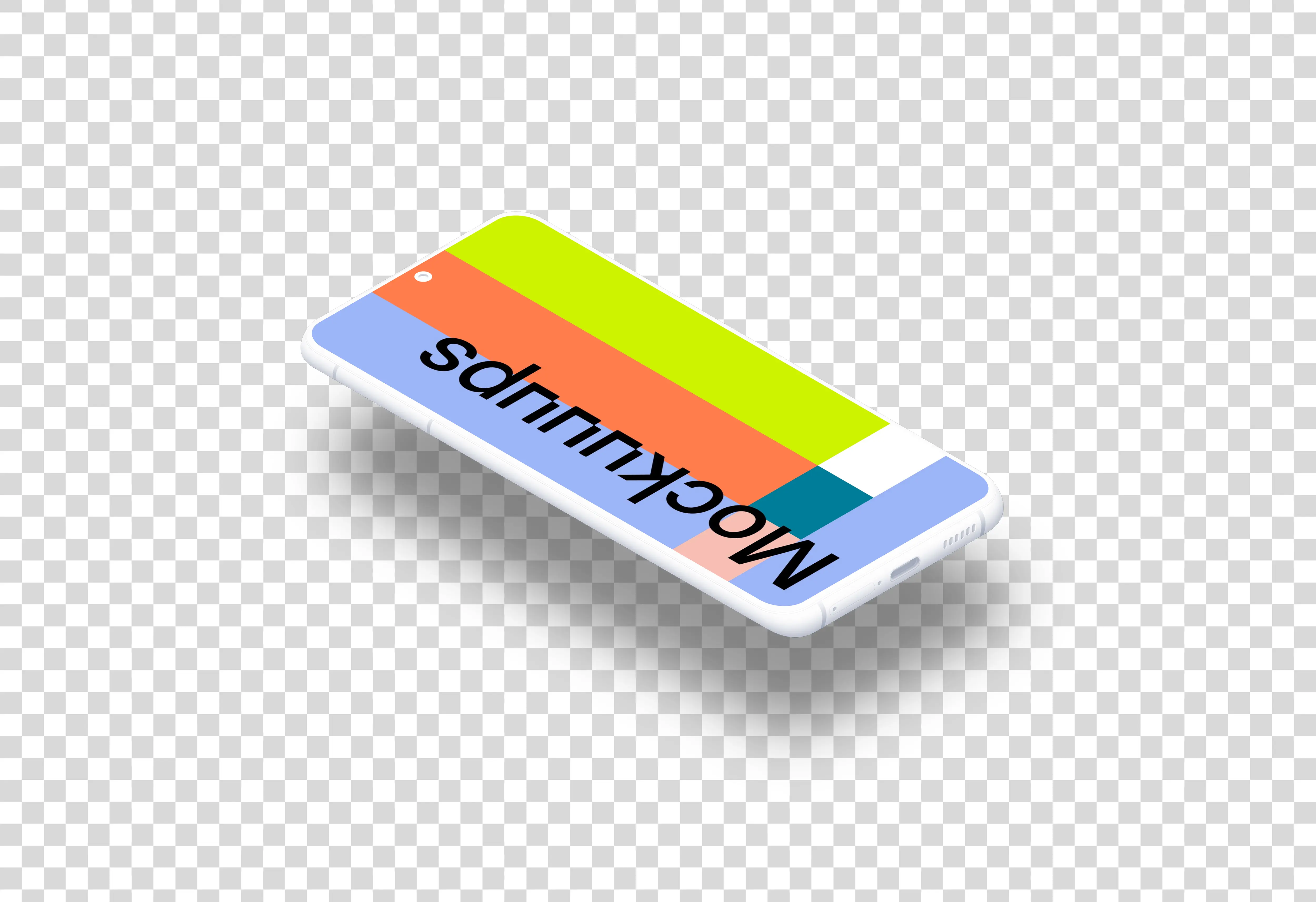 Samsung Galaxy S21 Clay Mockup (Isometric Floor Left - Floating Shadow)