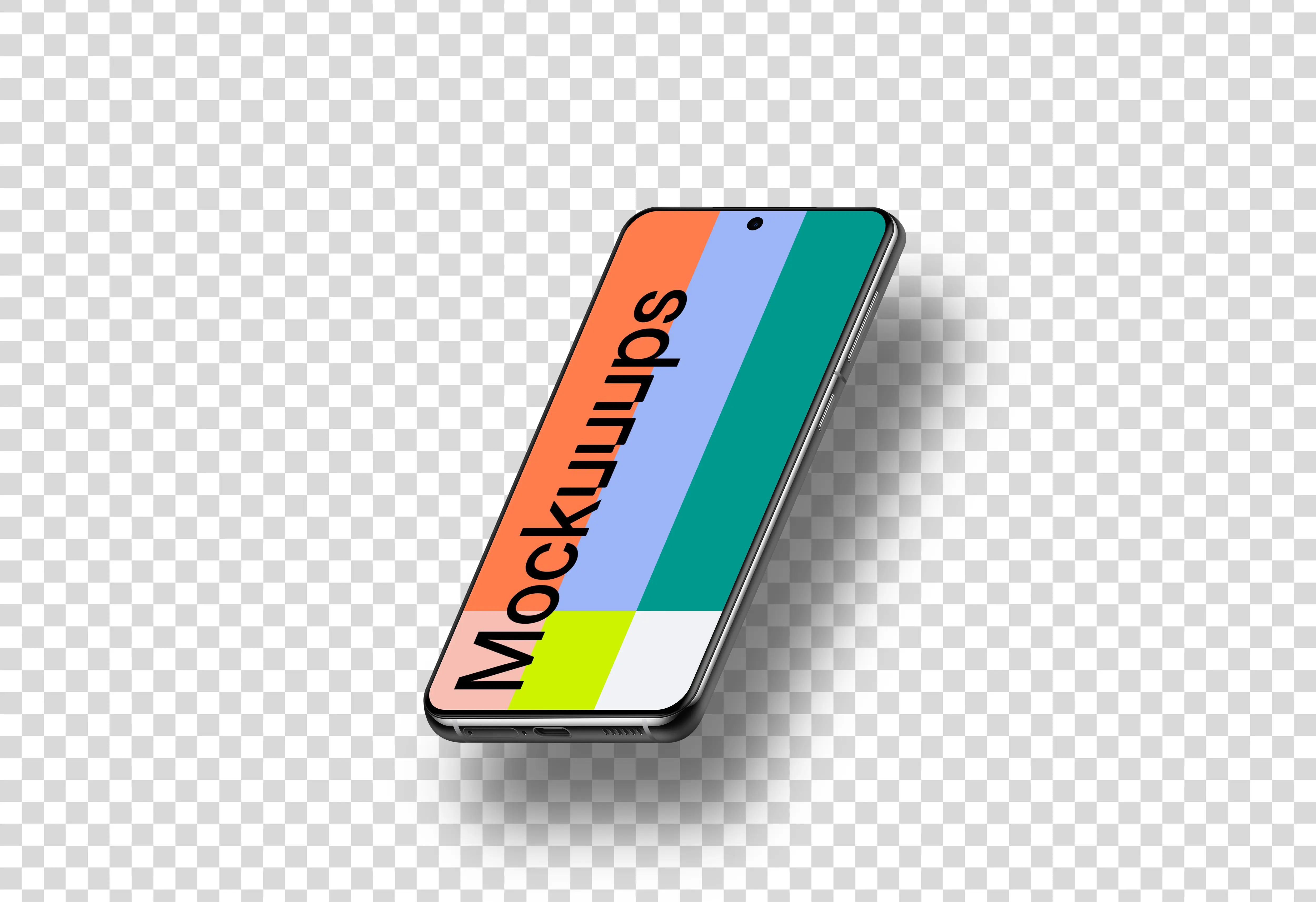 Samsung Galaxy S21 Mockup (Isometric Right - Floating Shadow)