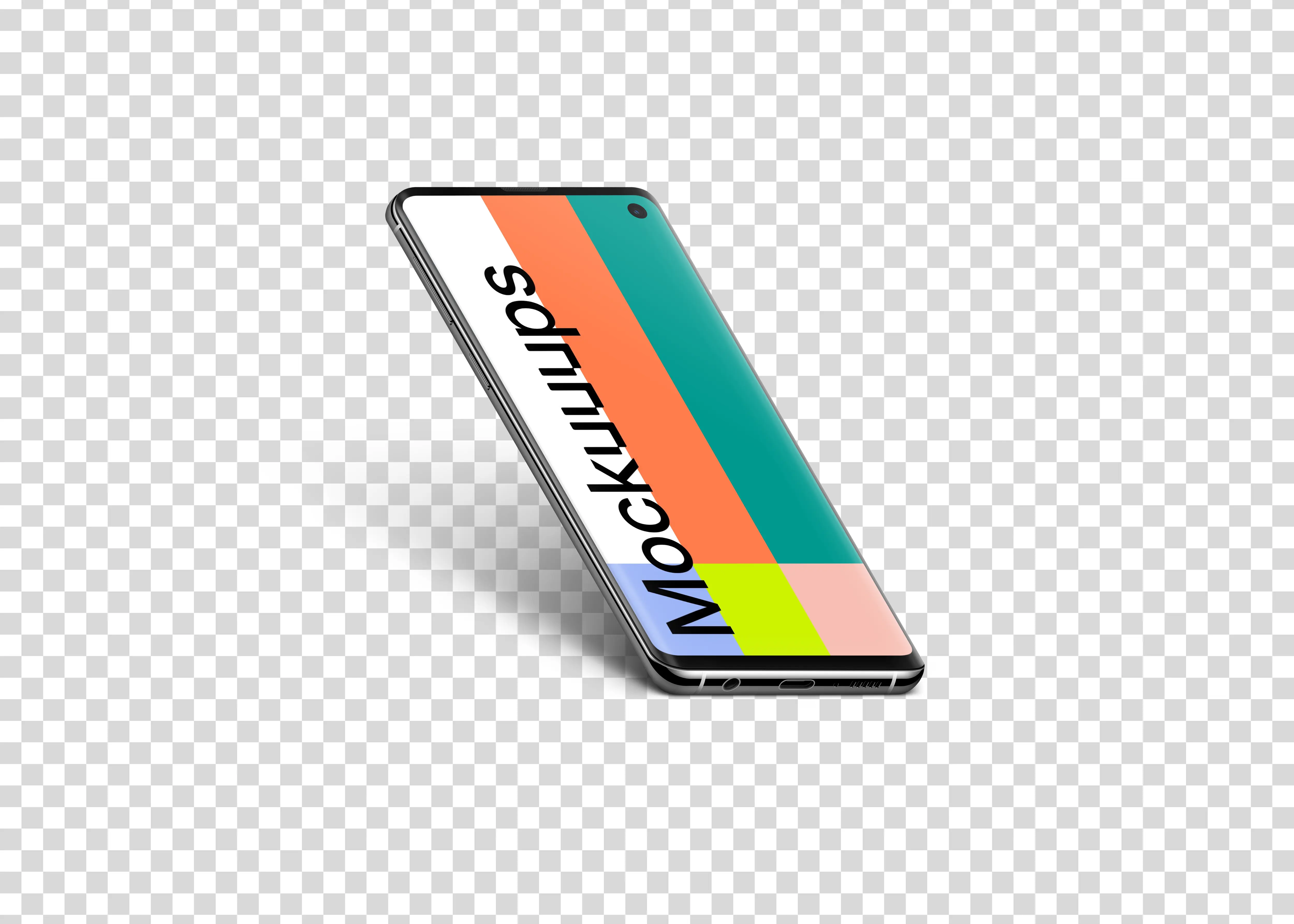 Samsung Galaxy S10 Mockup Semi Stand Isometric (Left)
