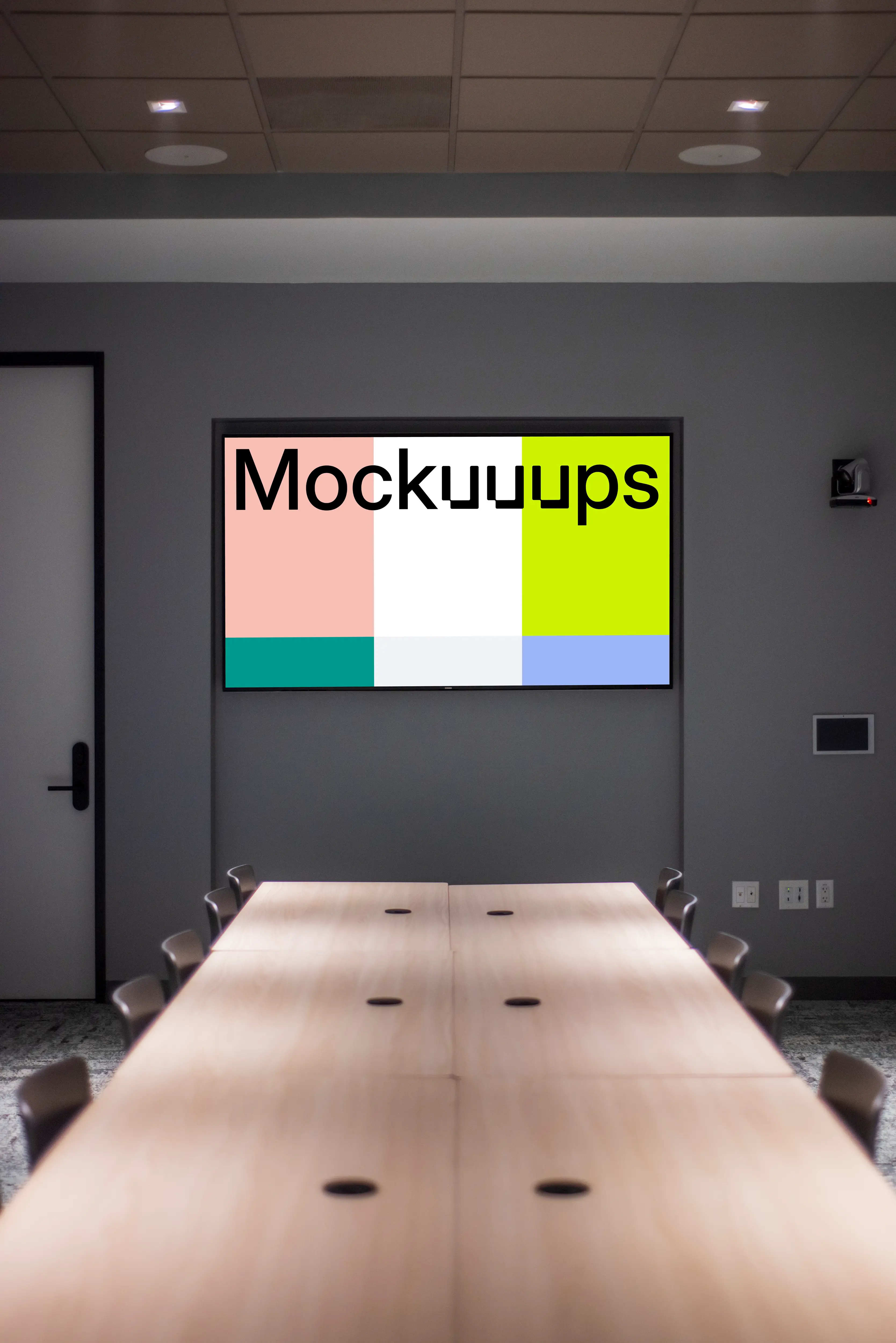 Smart TV mockup in conference room