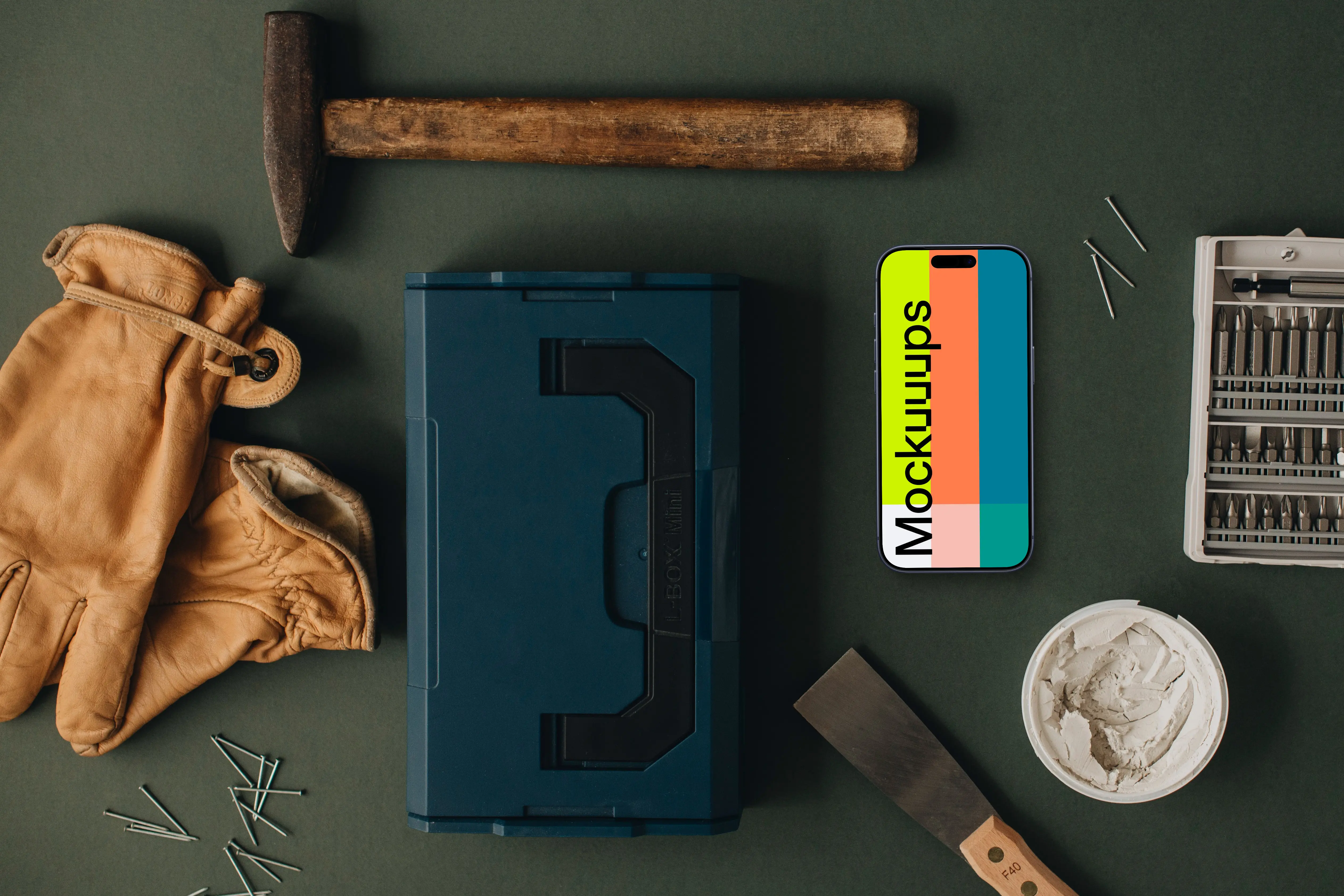 Smartphone with a whole range of equipment for the workshop