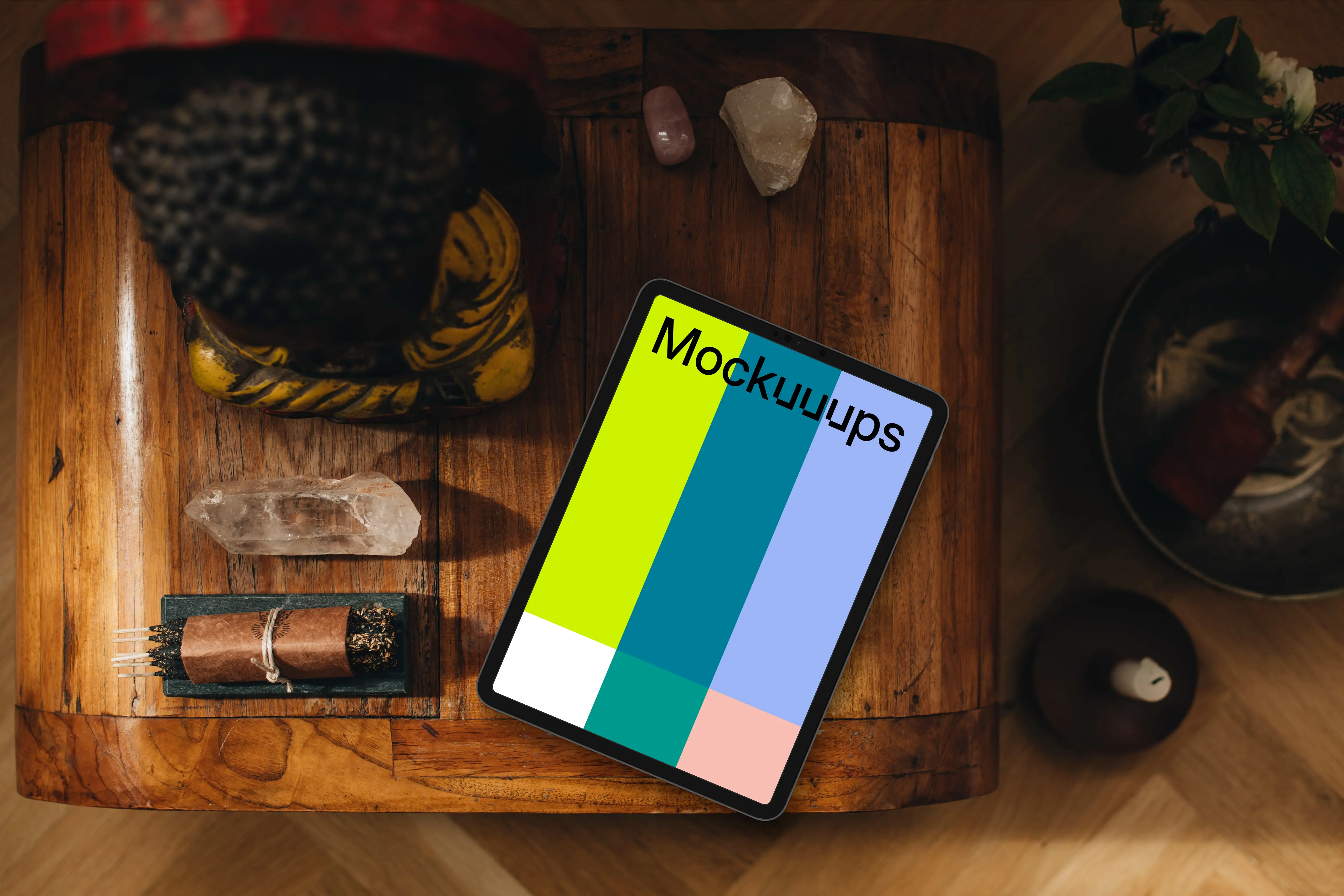 Spirituality and self-care scene and an iPad mockup