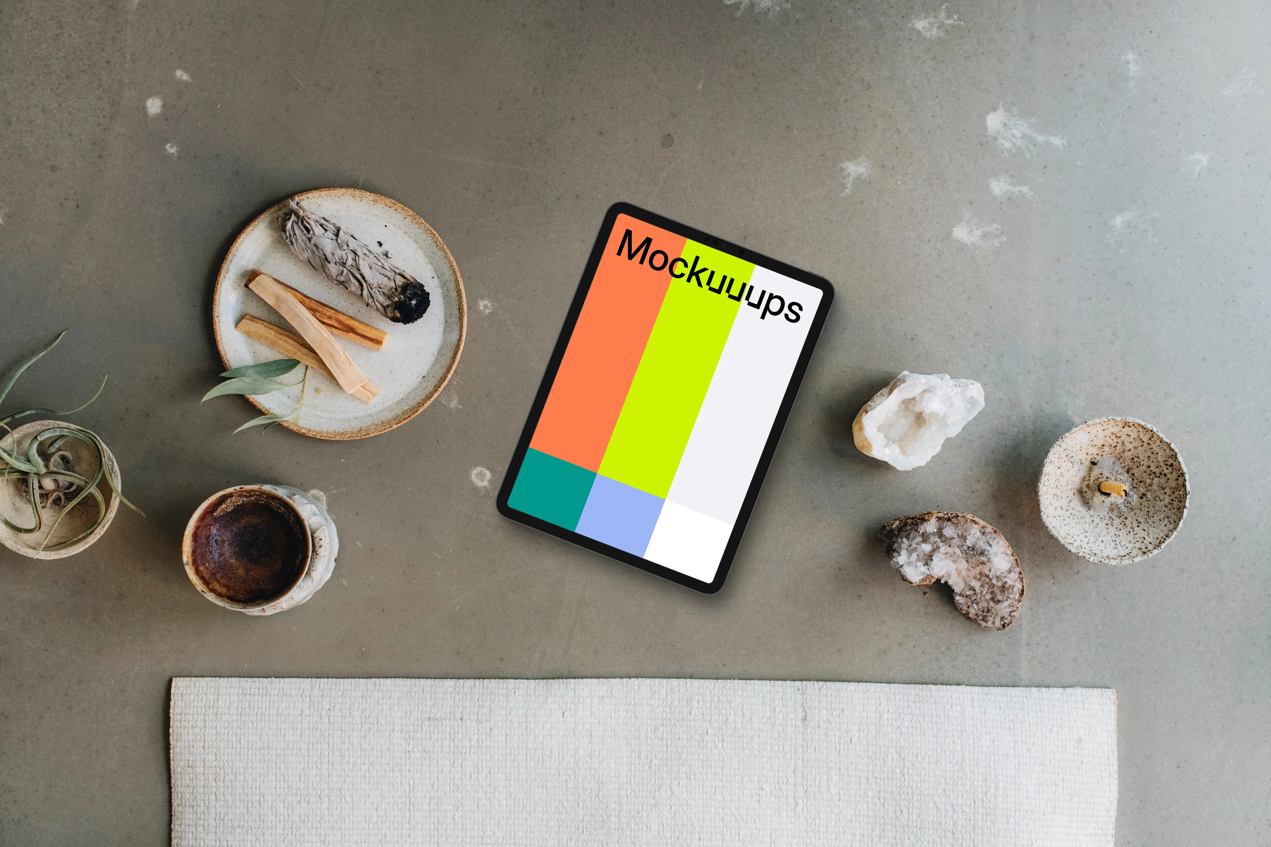 Stress-free environment including an iPad mockup