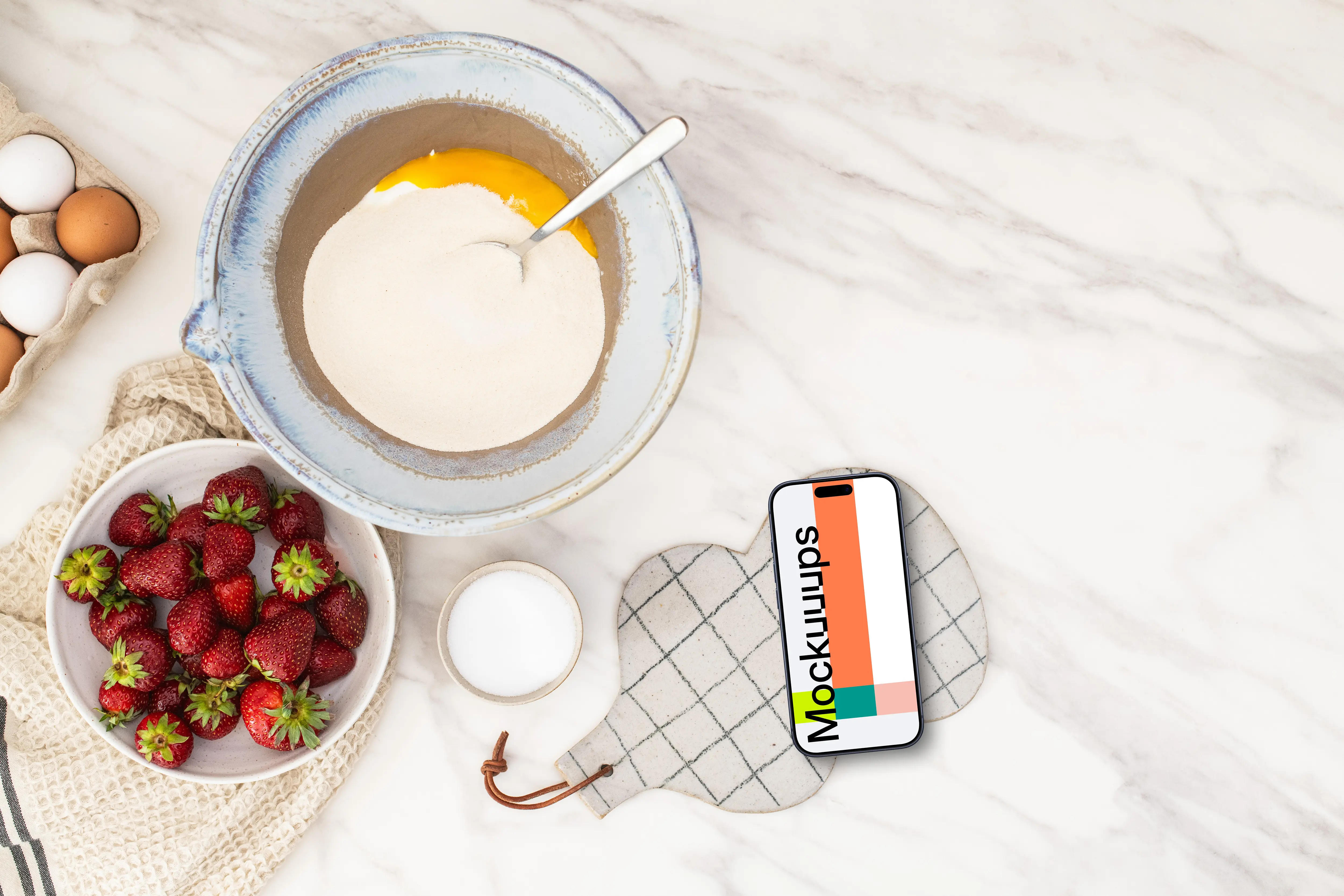 Sweet dishes with iPhone mockup