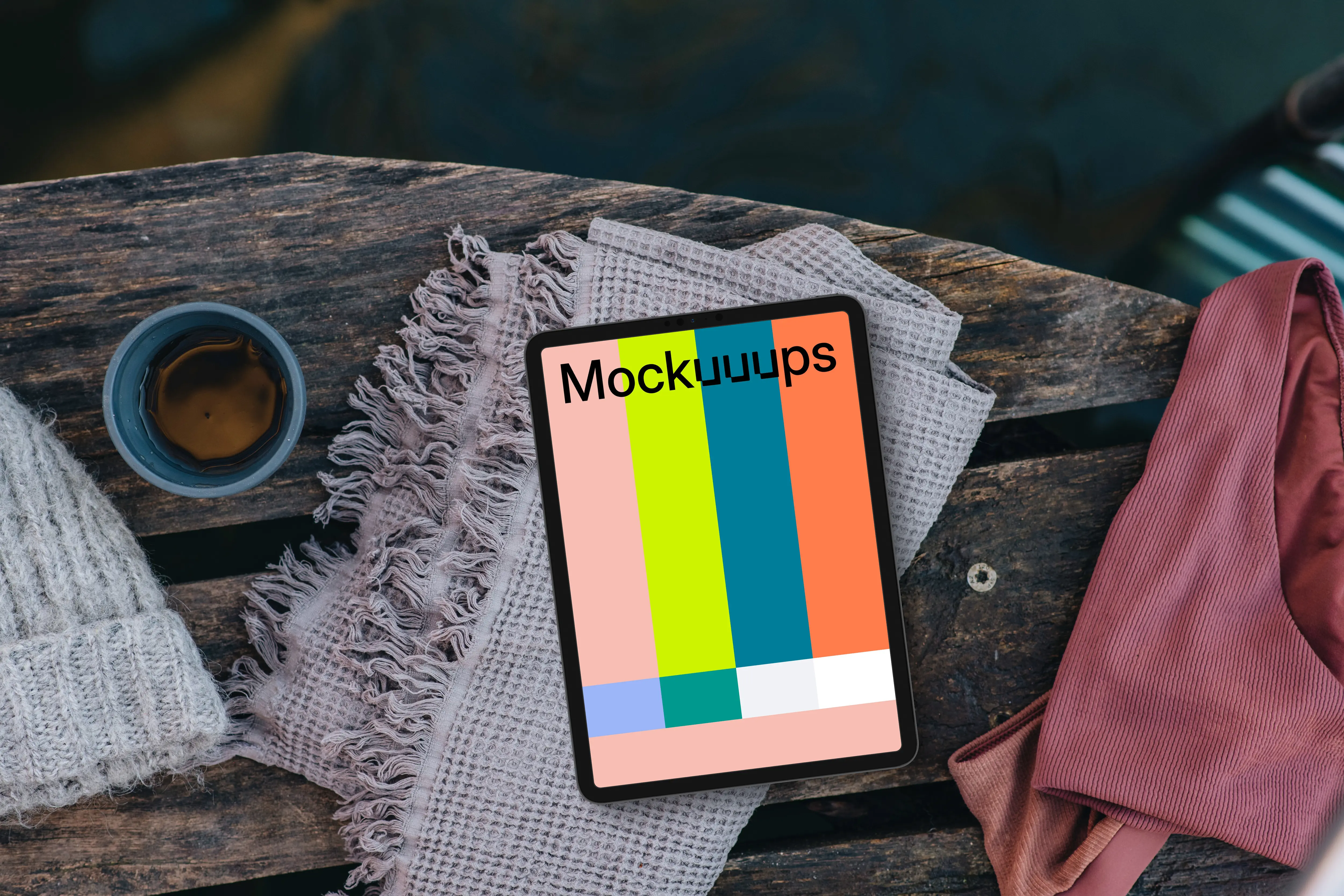 Swimming with a view including an iPad mockup