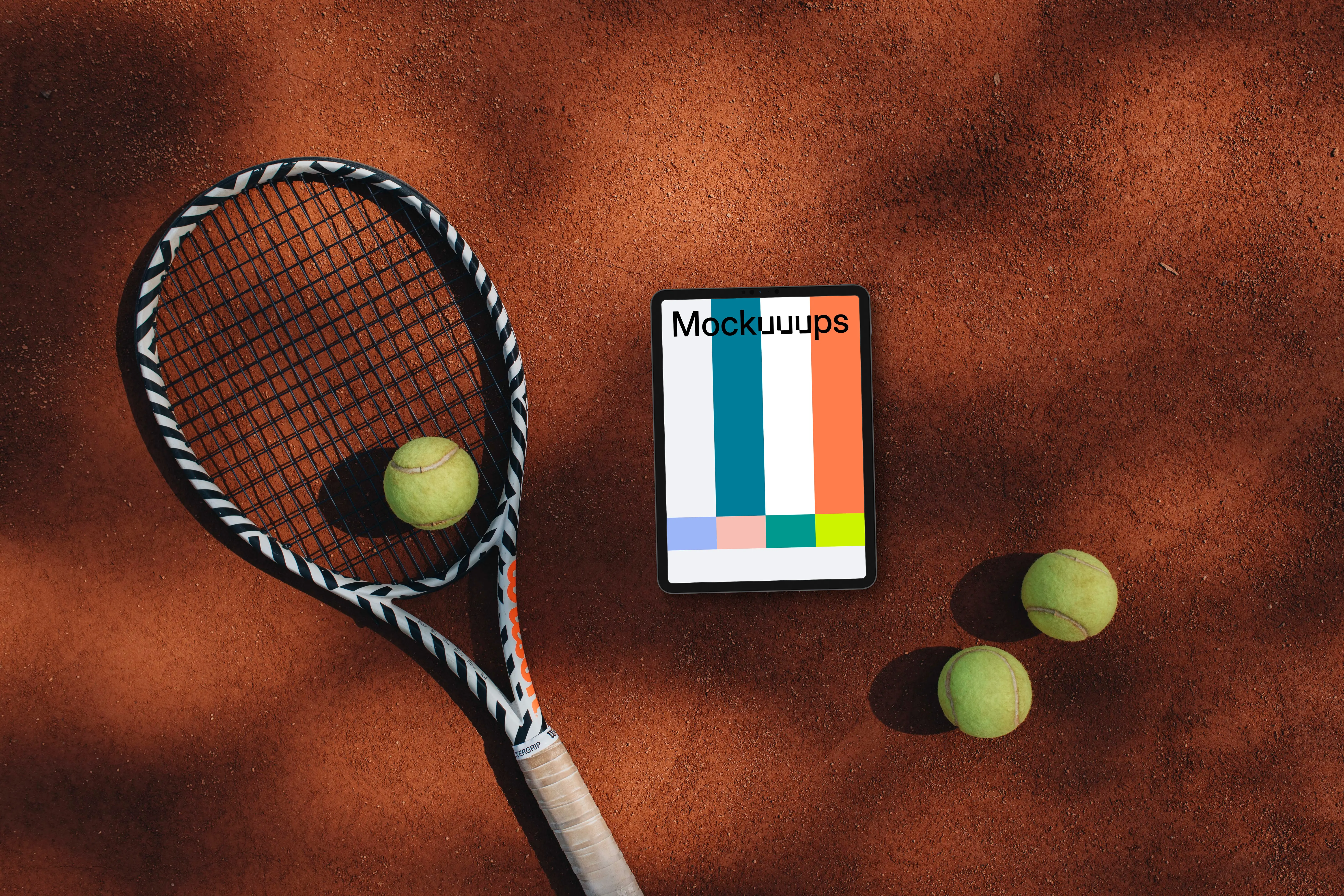 Tablet mockup in the tennis court