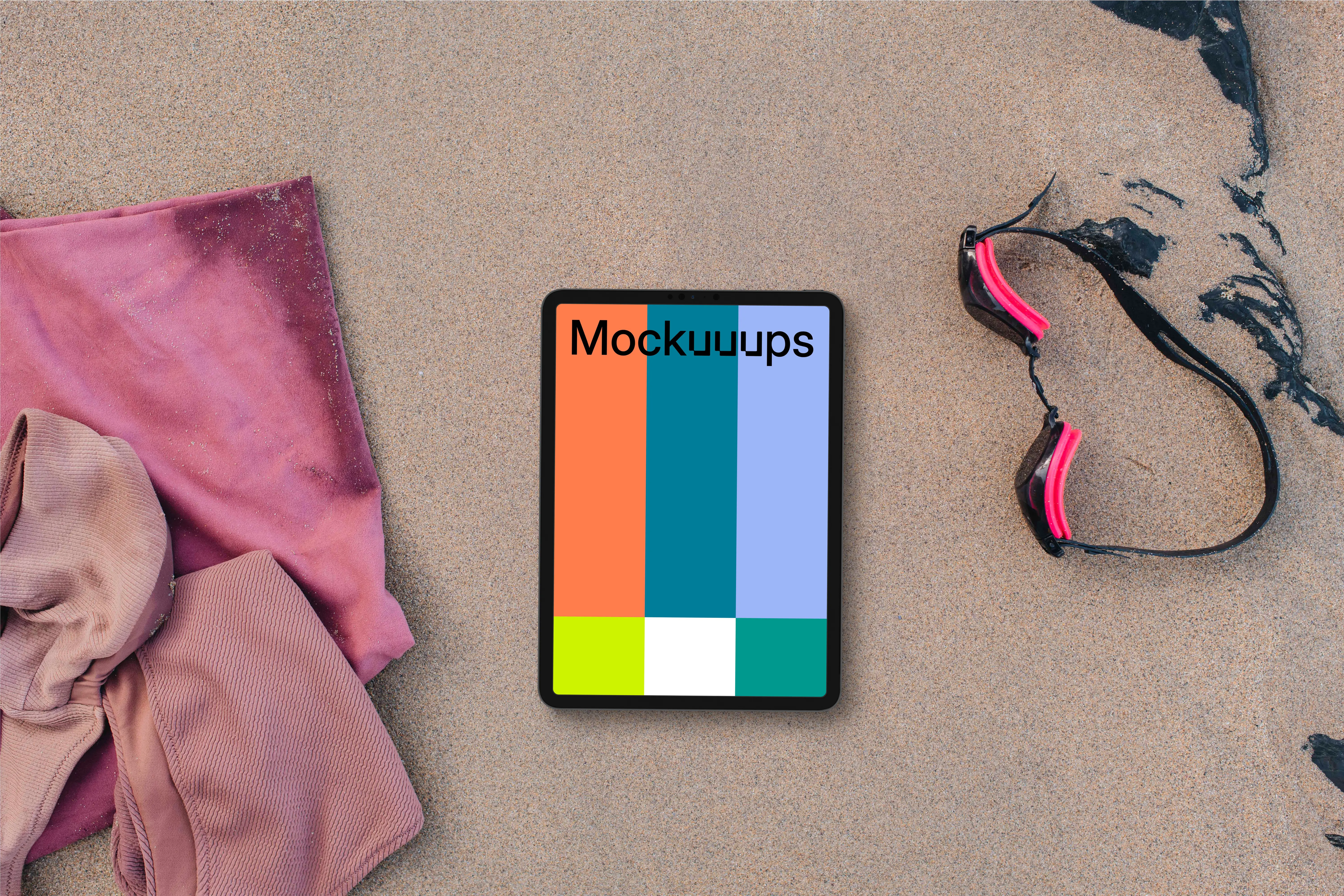 Tablet mockup on the beach