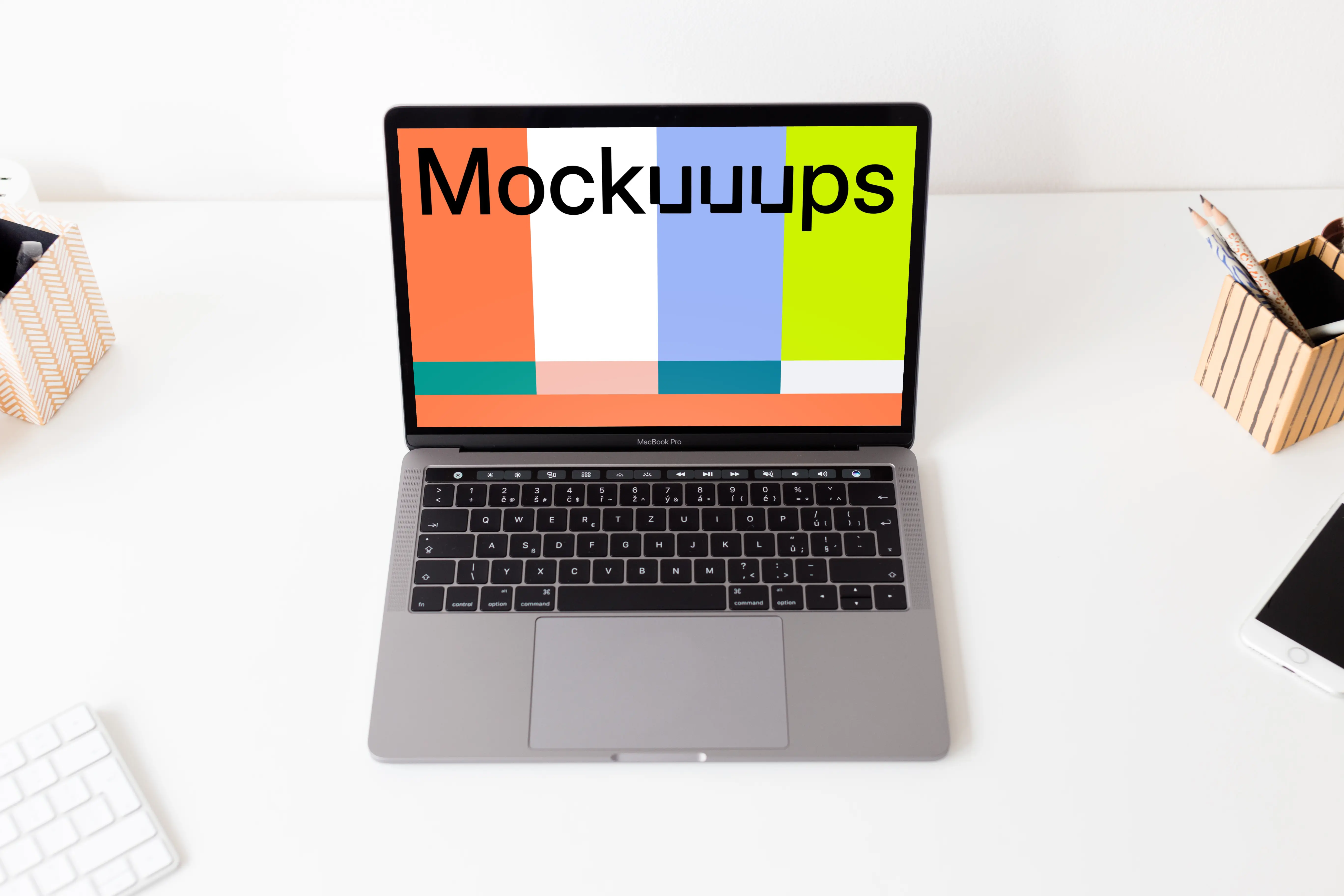 Top view mockup of the Macbook Pro with touch bar