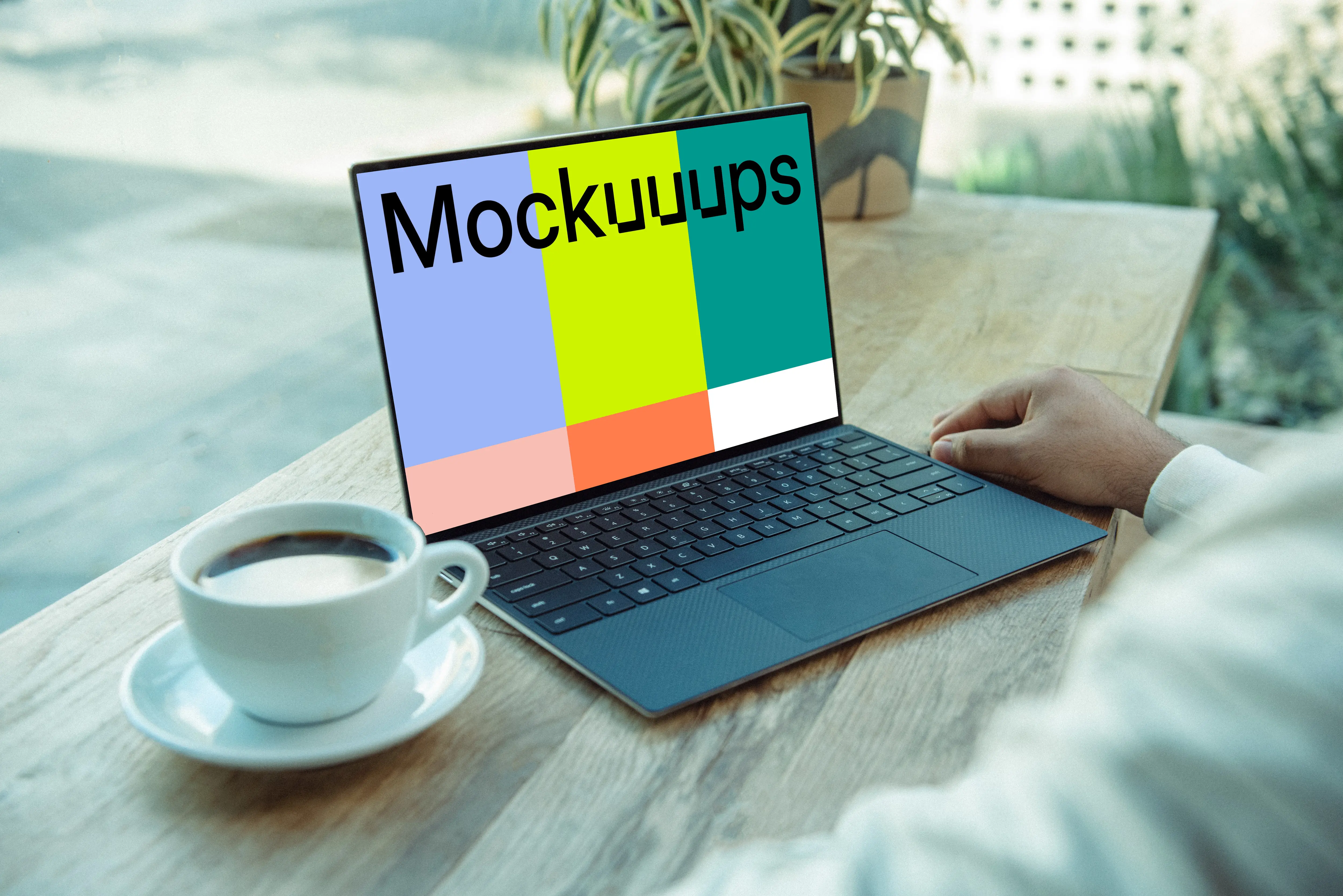 Black Dell XPS Mockup on table