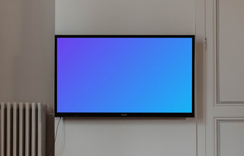 4K television mockup on a white wall