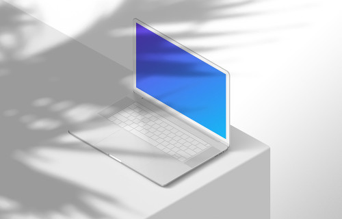 Isometric mockup of MacBook Pro (Clay Light - Right)