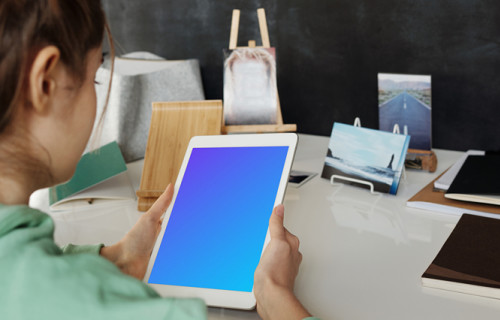 Kid using tablet mockup