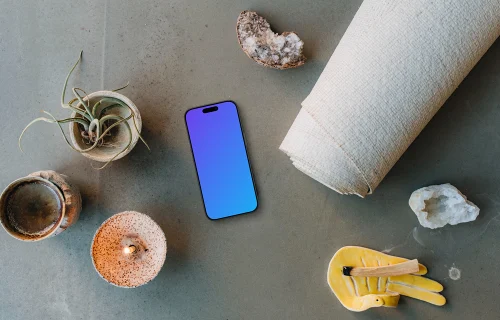 Ambiente calmo e tranquilo com um iPhone mockup