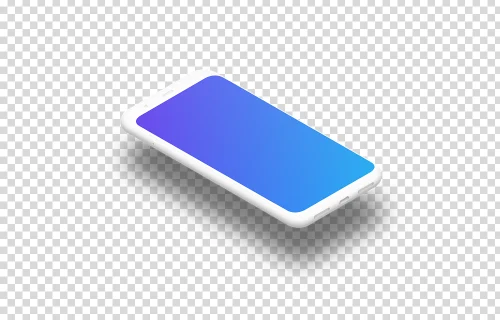 Arcilla Google Pixel 4 Mockup (Piso isométrico izquierda - Sombra flotante)