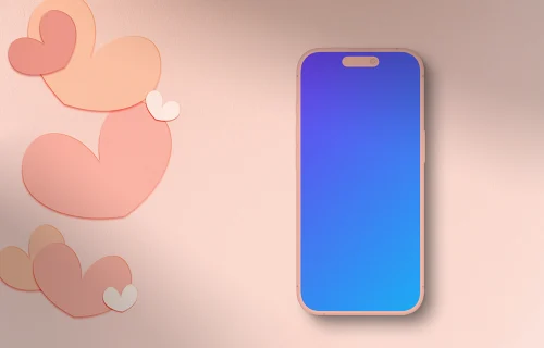 Clay smartphone mockup with hearts