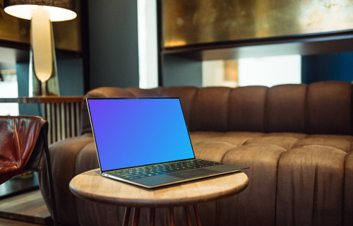 Black Dell XPS Mockup on living room table