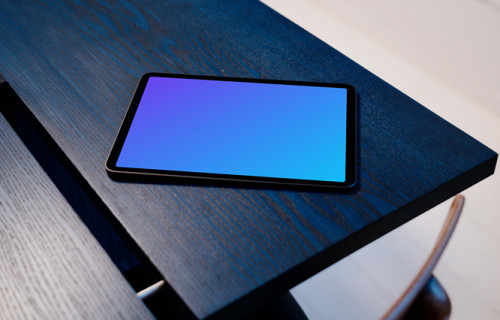  iPad Air mockup on a dark blue table