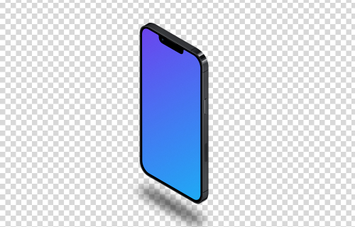 iPhone 13 Pro Mockup (Support Isométrique Droit - Ombre Flottante)