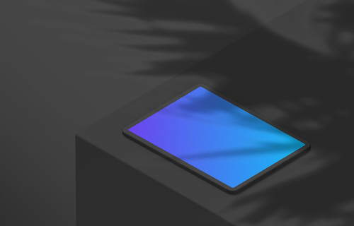 Isometric mockup of iPad Pro (Clay Dark - Left)