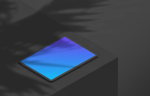 Isometric mockup of iPad Pro (Clay Dark - Right)