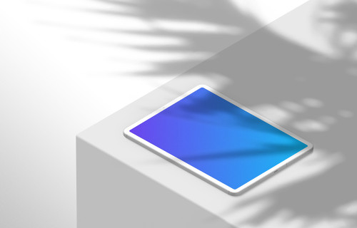 Isometric mockup of iPad Pro (Clay Light - Left)