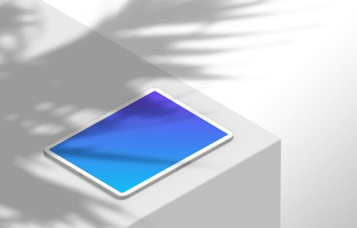 Isometric mockup of iPad Pro (Clay Light - Right)