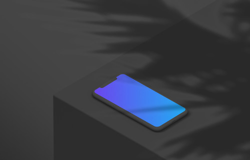 Isometric mockup of iPhone 11 (Clay Dark - Left)