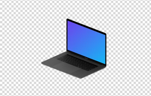 Isometric mockup of Macbook Pro oriented to the right