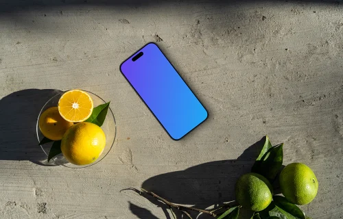 Lemons around a smartphone mockup