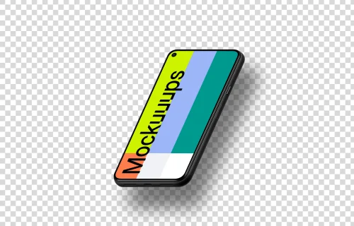 Google Pixel 5 Mockup (Isometric Right - Floating Shadow)