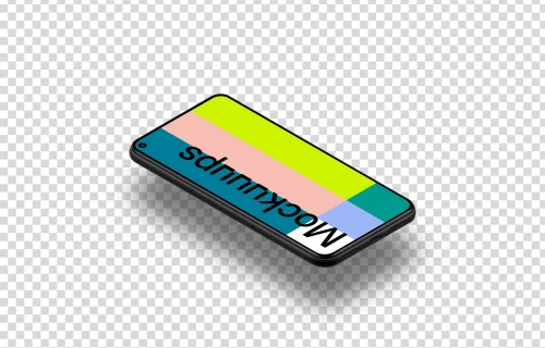 Google Pixel 5 Mockup (Isometric Floor Left - Floating Shadow)