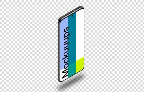 Samsung Galaxy S21 Mockup (Isometric Stand Left - Floating Shadow)