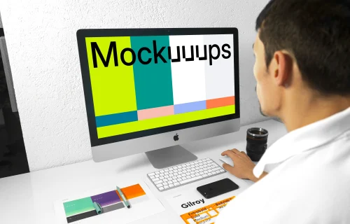 Bright environment with iMac mockup