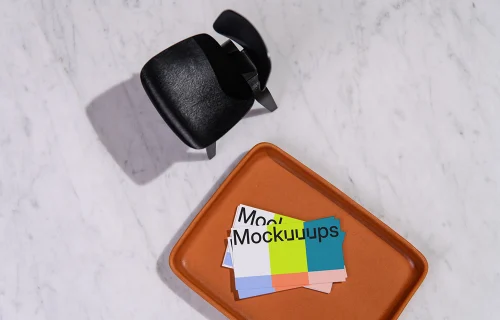 Business card mockup on a marble surface
