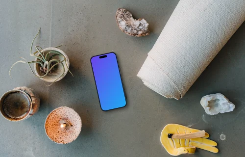 Calm and peaceful setting with an iPhone mockup