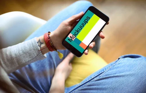 Close up on iPhone 6s Space Gray mockup