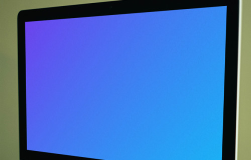 Closeup shot of iMac mockup on a table