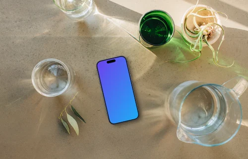 Cozy relaxation spot with an iPhone mockup