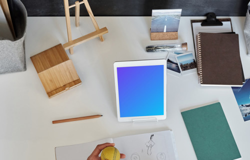 Dark haired boy using an iPad mockup