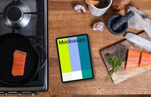 Dinner styled tablet mockup