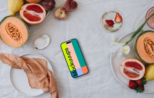 Elegant iPhone mockup in wedding theme