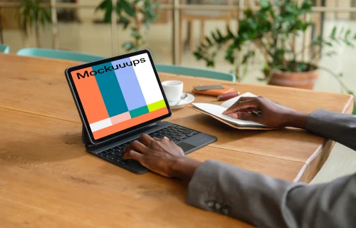 Entrepreneur working on iPad Air mockup