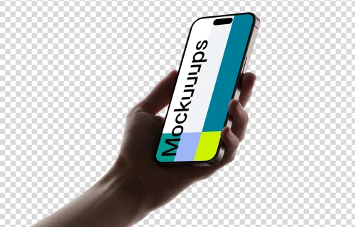 Free iPhone 15 Pro Hand Mockup