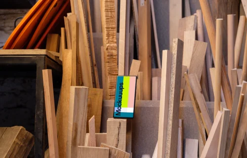 Google Pixel 6 mockup on wooden boards