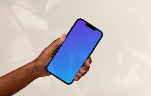 Holding smarphone mockup on the gradient background