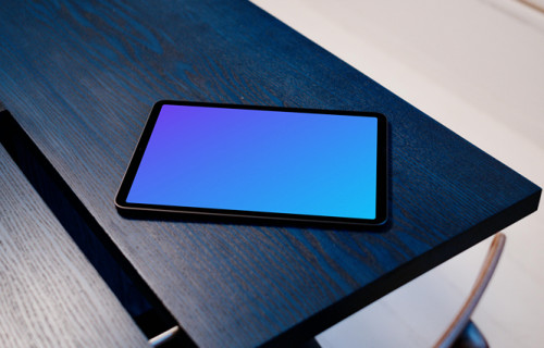  iPad Air mockup on a dark blue table