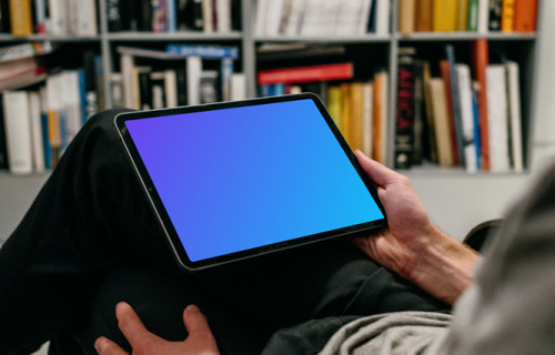 iPad Air mockup on a user’s lap
