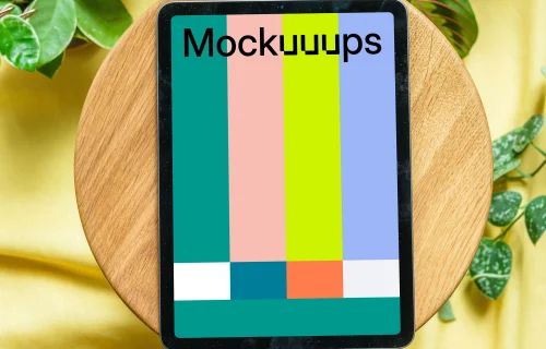 iPad Air mockup on a wooden chair