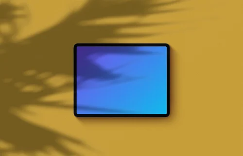 iPad Pro mockup on yellow background (Landscape - Shadow 2)